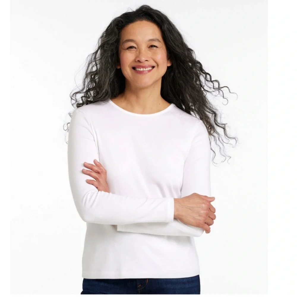 NWT!! L.L. Bean Long-Sleeved Tee. M. White. - Picture 2 of 6